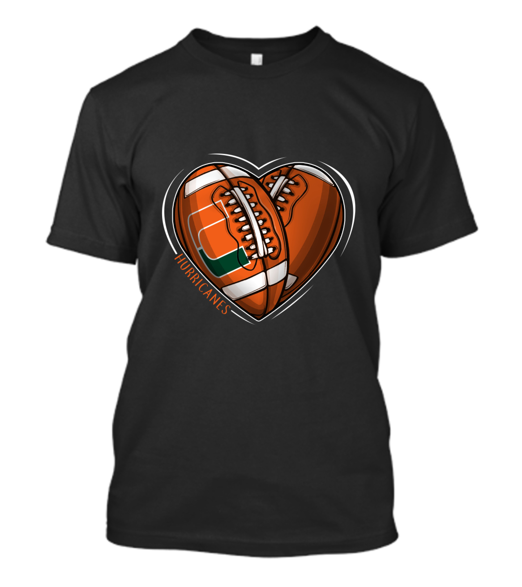 Hurricanes Heart Football NCAA Miami T-Shirt