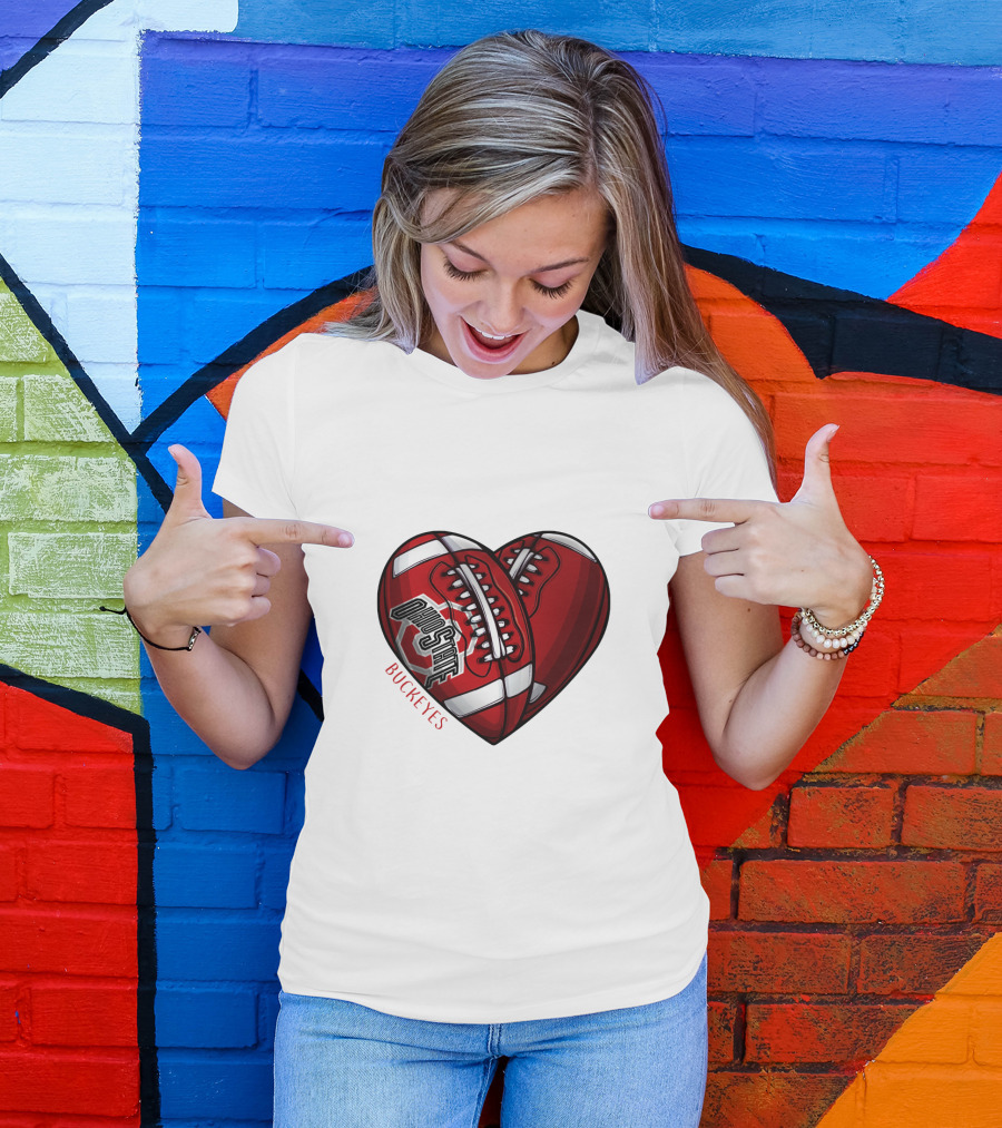Ohio State Buckeyes Heart Football NCAA DH 90 T-Shirt