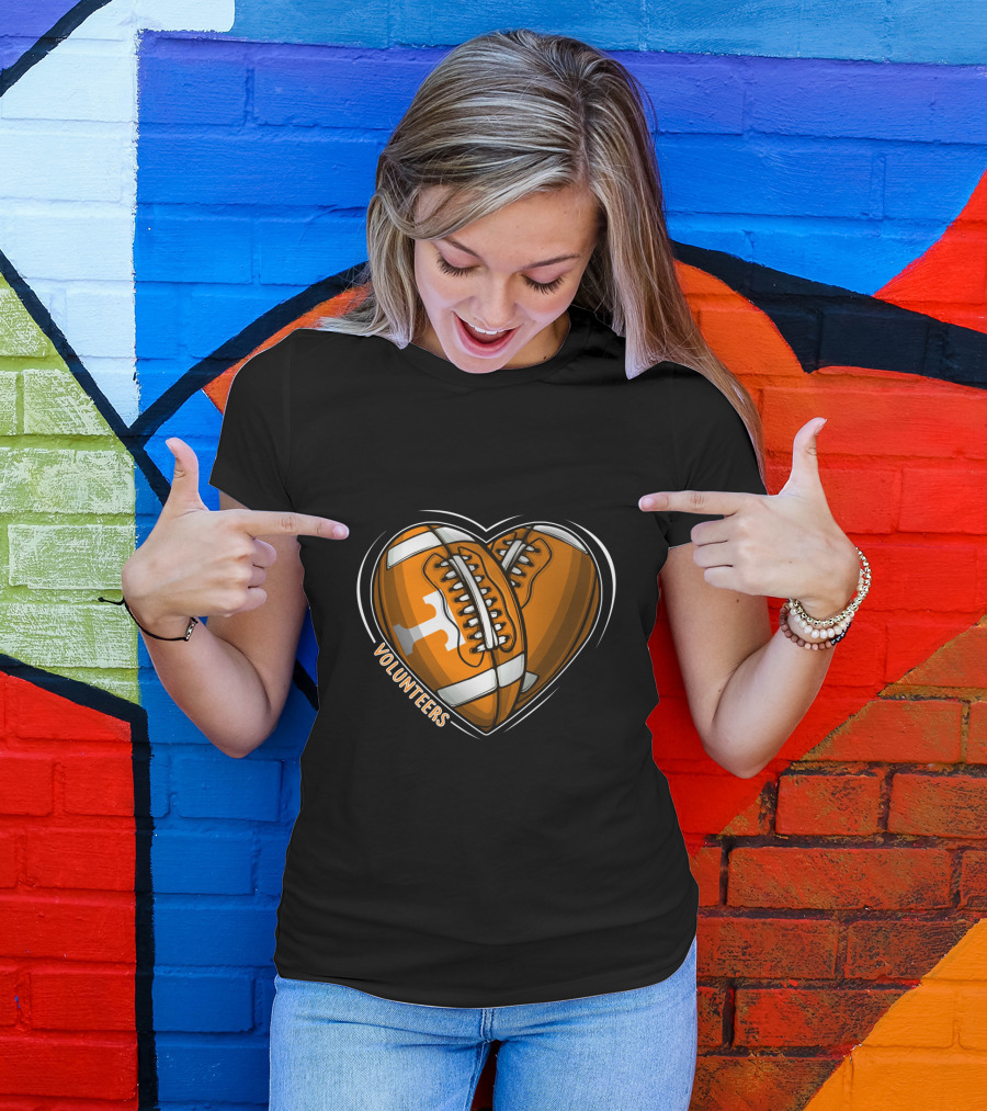 Volunteers Heart-Shaped Football NCAA Tennessee T-Shirt