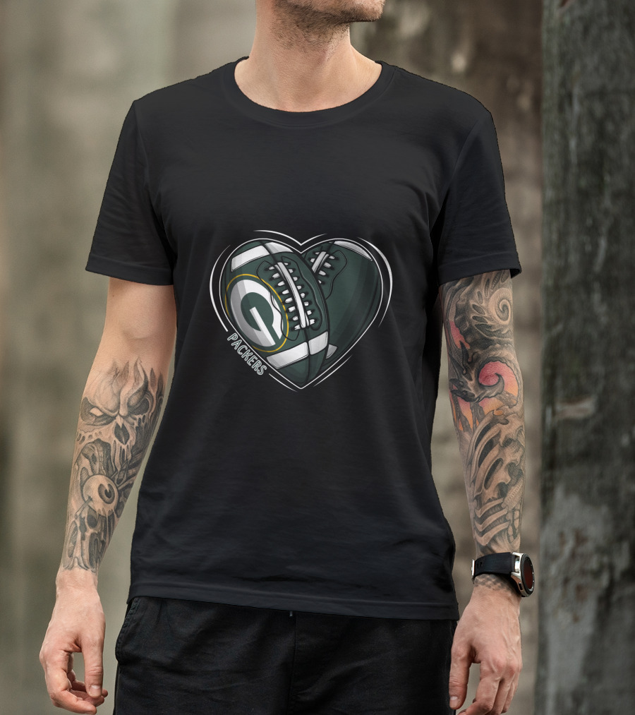 Packers Heart Football Shoes DH 90 NFL Green Bay T-Shirt