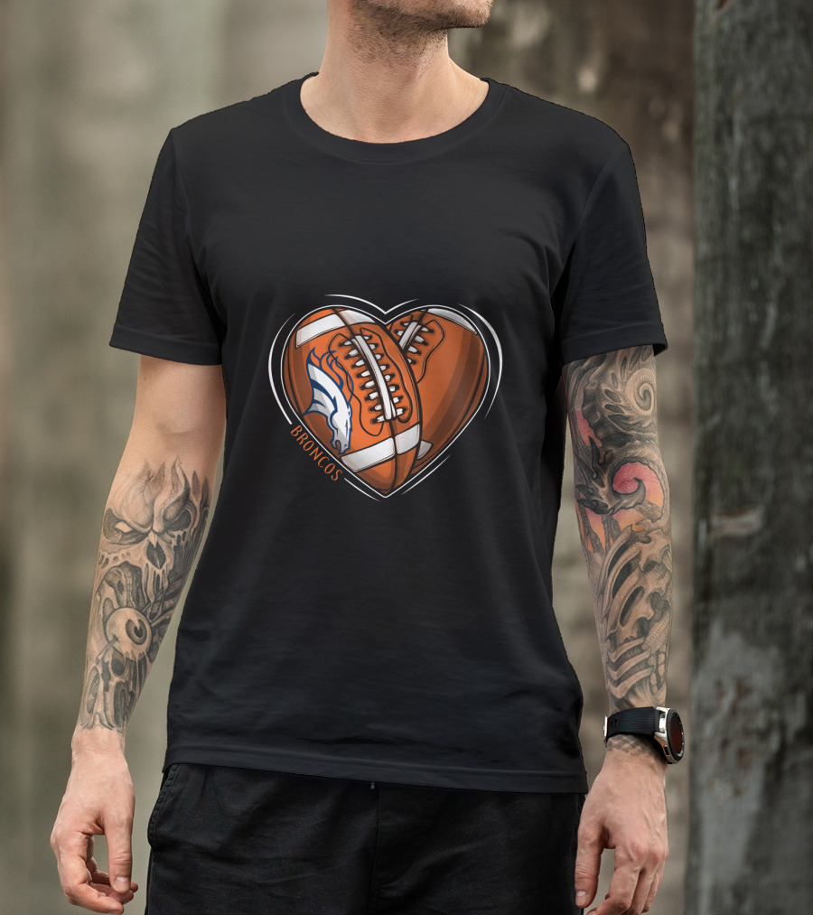 BBroncos Heart Design DH 90 NFL Denver Broncos T-Shirt