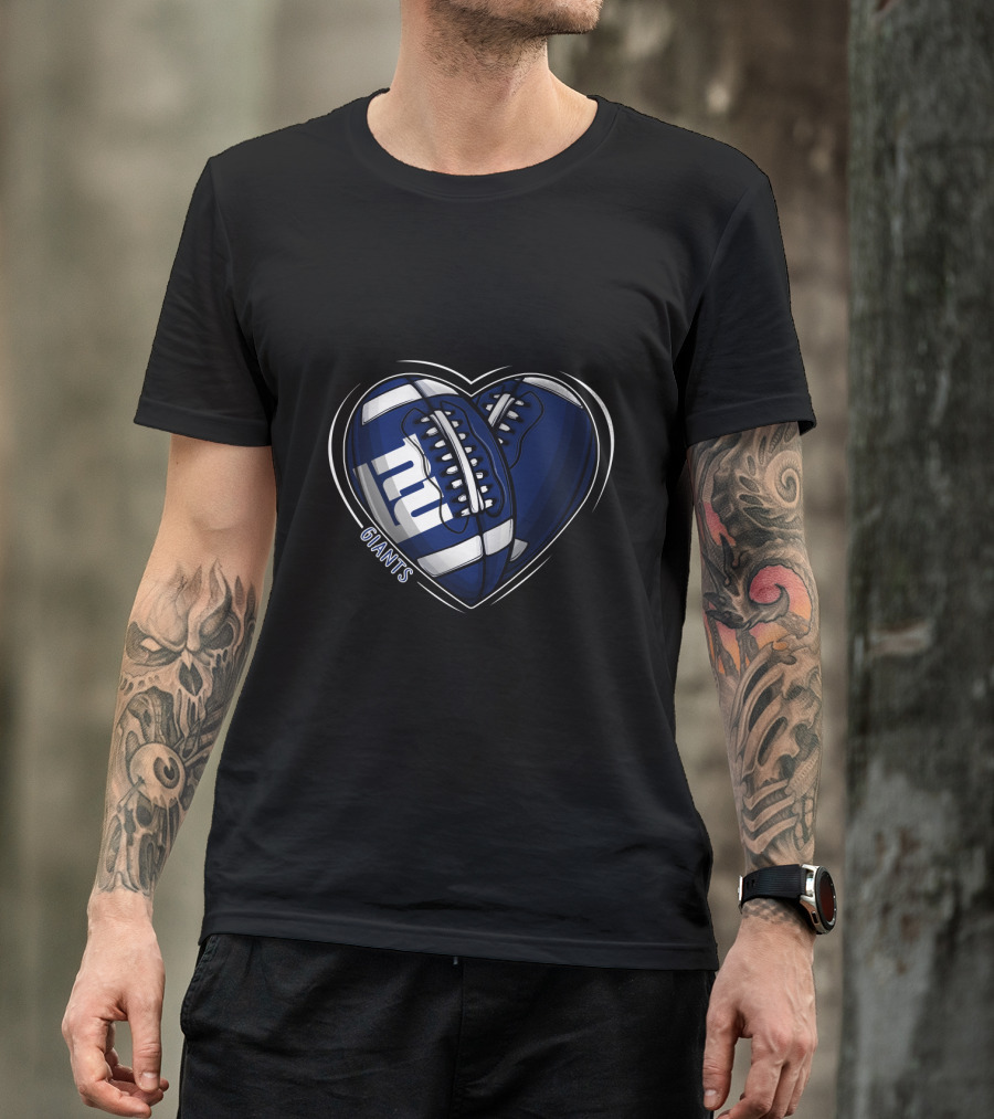 DH 90 NFL New York Giants Football Heart T-Shirt