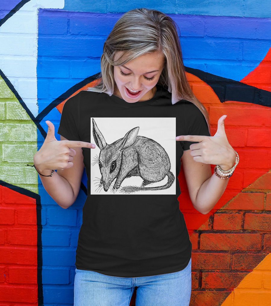 Bilby1 Black And White Line Art Intricate T-Shirt