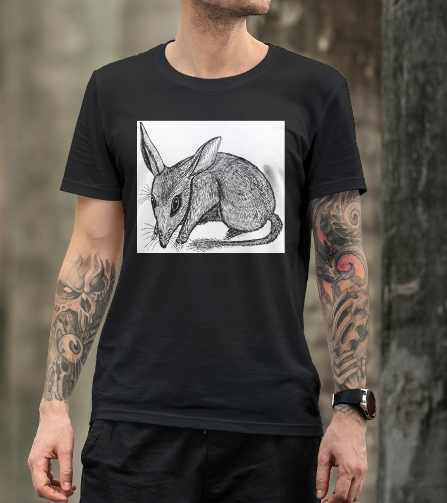 Bilby1 Black And White Line Art Intricate T-Shirt
