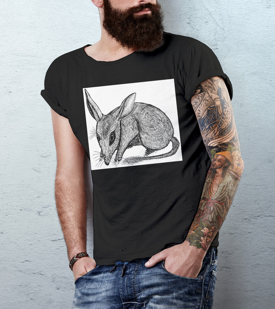 Bilby1 Black And White Line Art Intricate T-Shirt