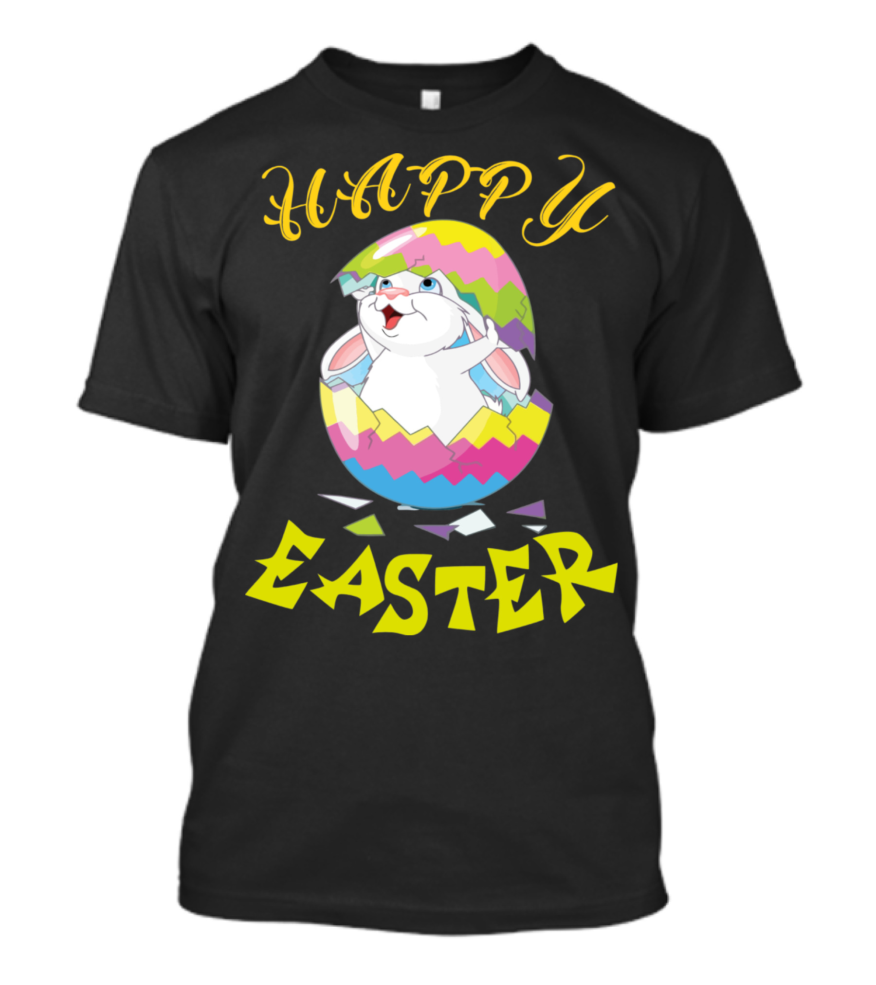 Happy Easter Bunny Emerging From Colorful Egg T-Shirt
