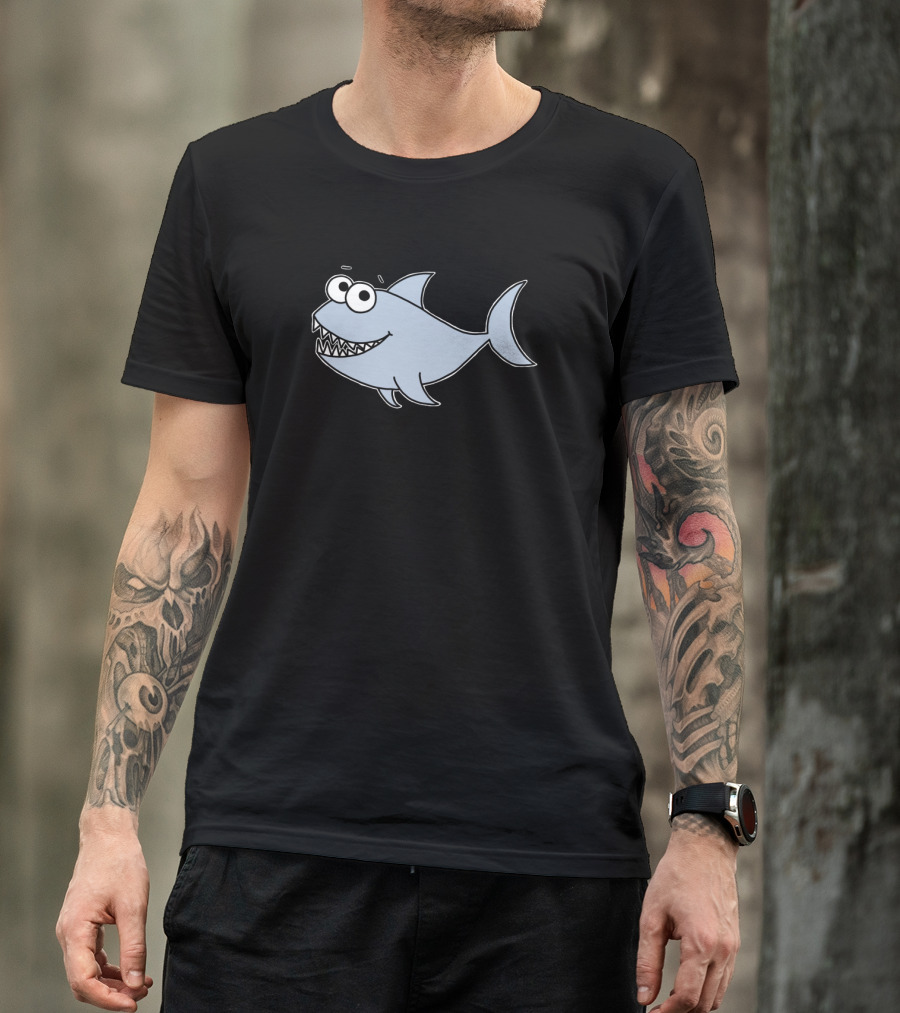 Adorable Cartoon Shark With Wide Eyes T-Shirt