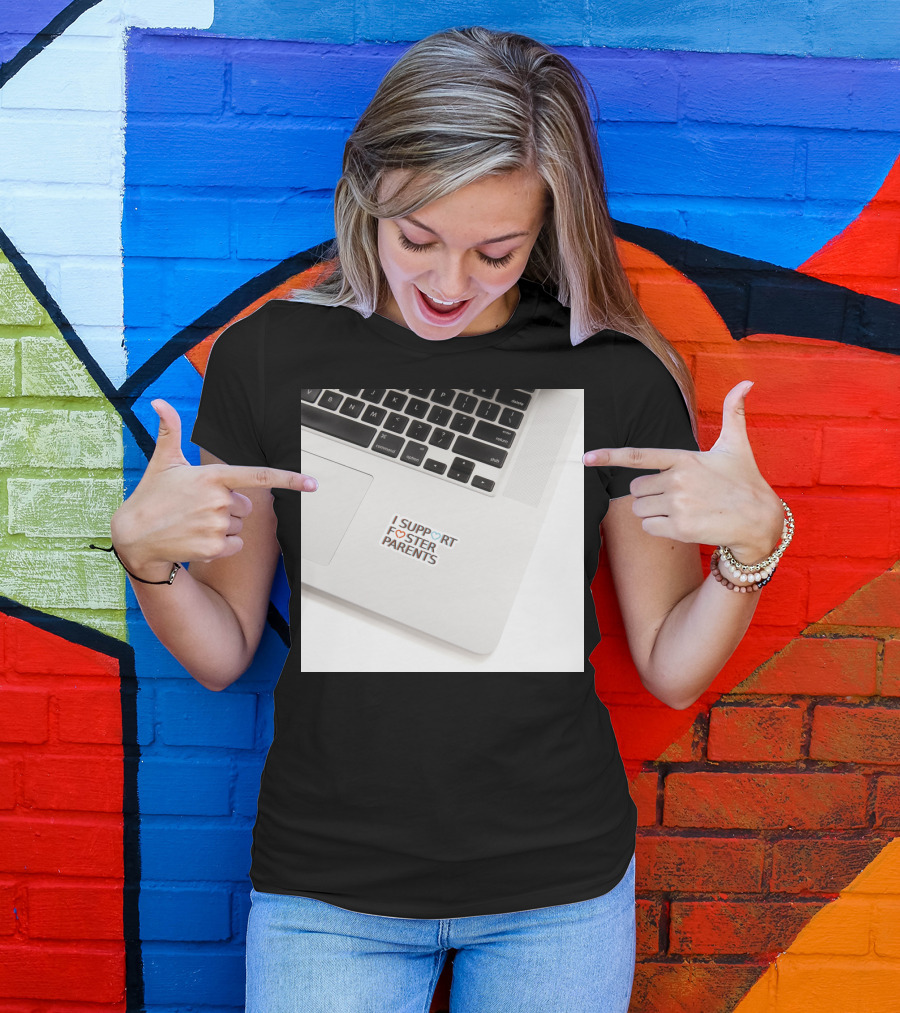 I Support Foster Parents Laptop Sticker Heart Emblem T-Shirt