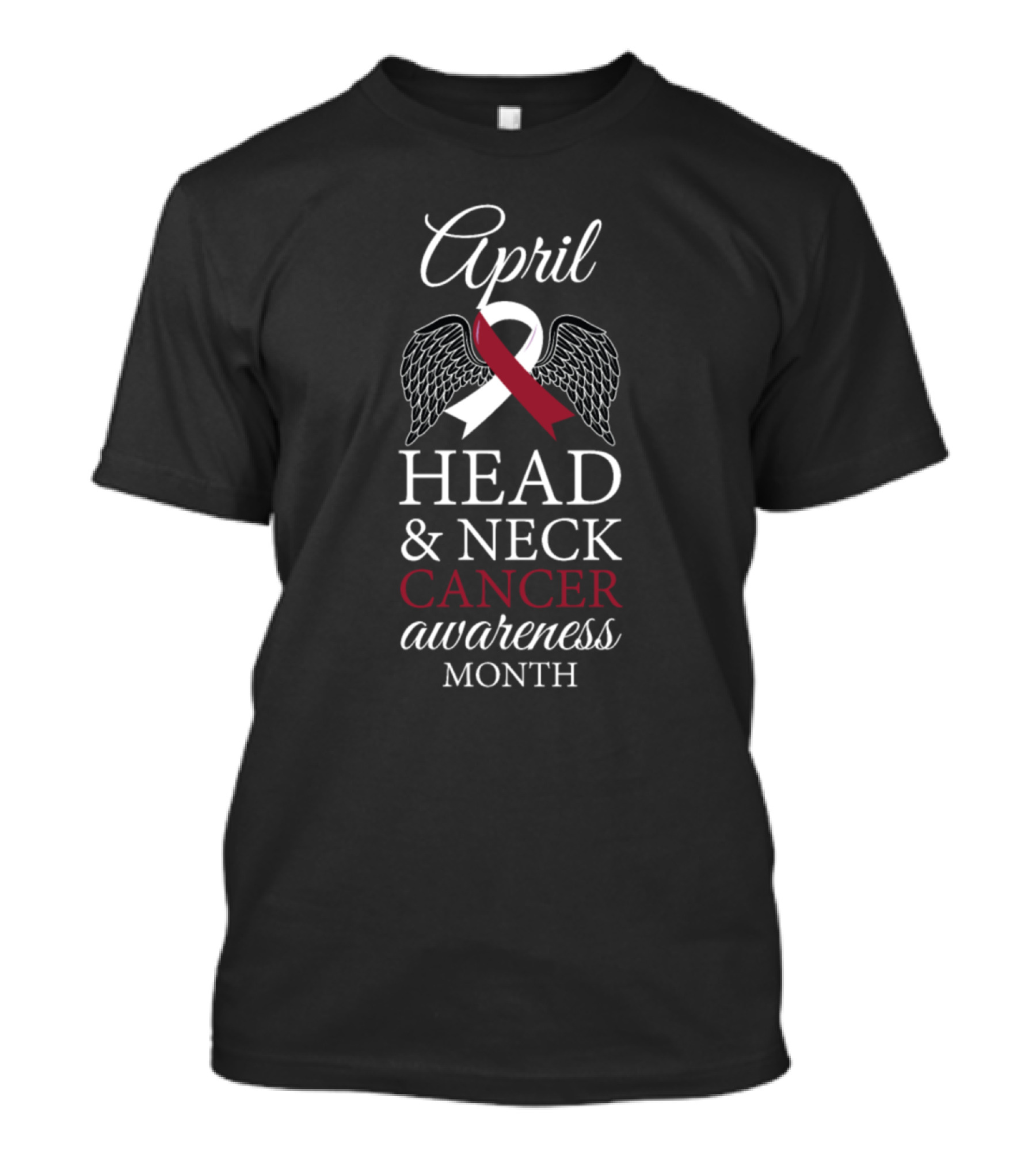 April Head And Neck Cancer Awareness Month Ribbon With Wings T-Shirt