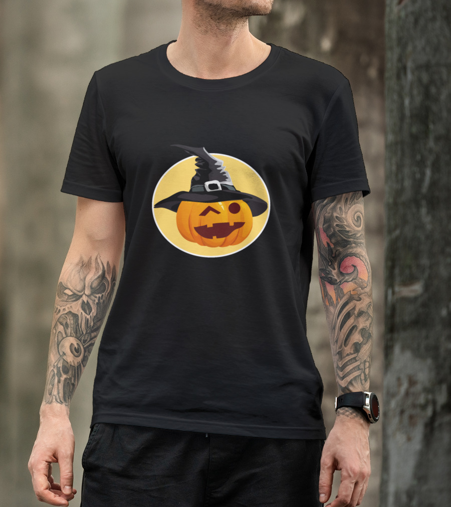 Happy Halloween Kids Pumpkin With Witch Hat Fun T-Shirt