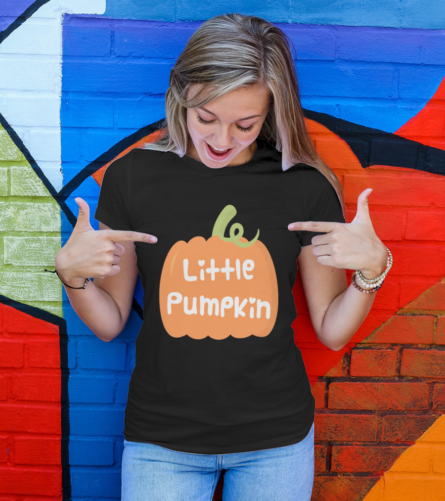 Little Pumpkin With Whimsical Heart Accents T-Shirt