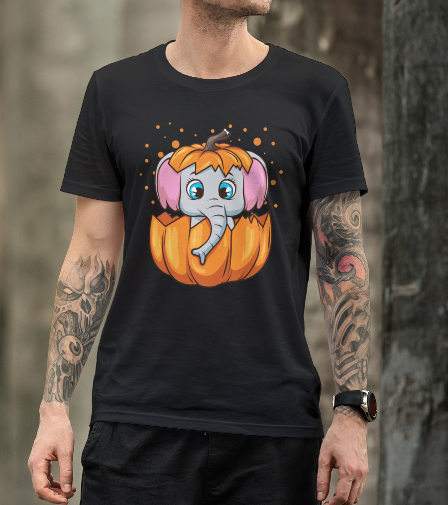 Baby Elephant Inside Halloween Pumpkin T-Shirt