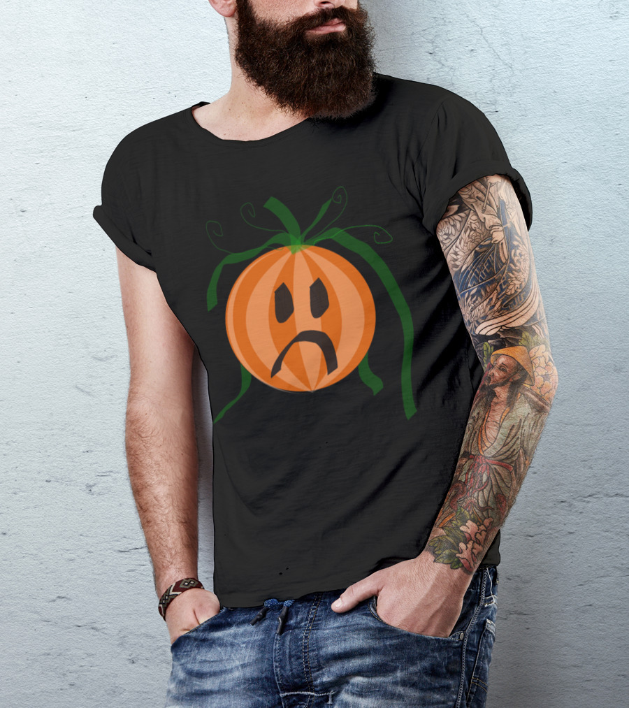 Sad Pumpkin With Green Vines Decoration T-Shirt