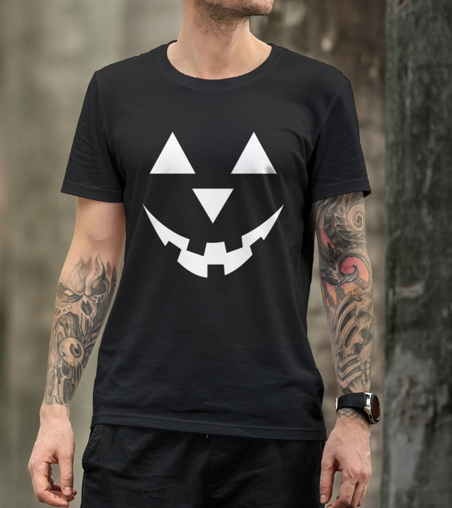 Pumpkin Face Halloween White Jack O'Lantern Smile T-Shirt