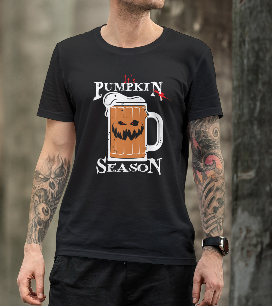 It's Pumpkin Season Halloween Beer Mug With Spooky Jack-O'-Lantern Face T-Shirt