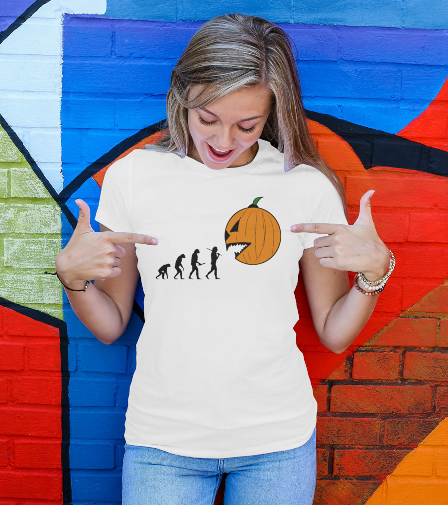 Halloween Pumpkin Evolution Silhouette With Jack-O'-Lantern T-Shirt