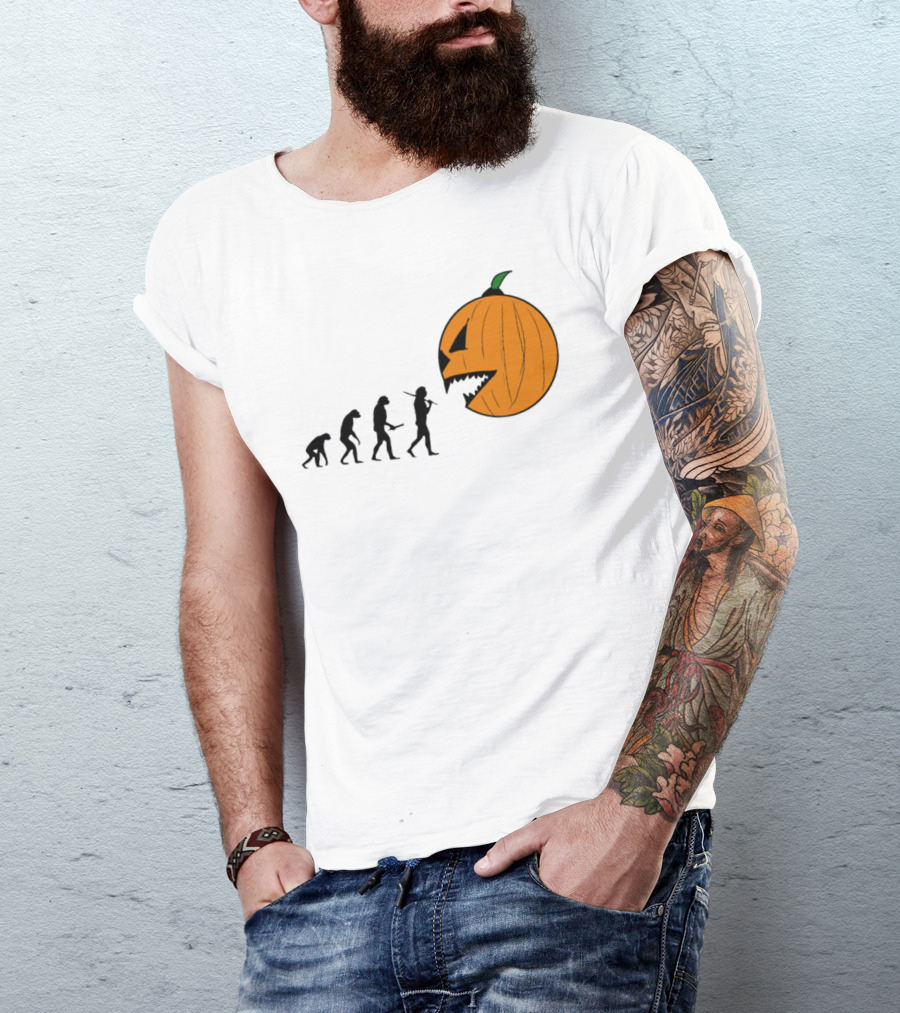 Halloween Pumpkin Evolution Silhouette With Jack-O'-Lantern T-Shirt