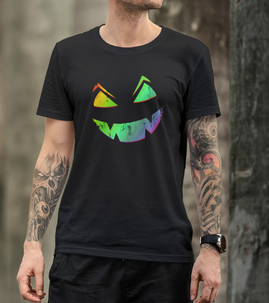 Colorful Rainbow Pumpkin Smile T-Shirt
