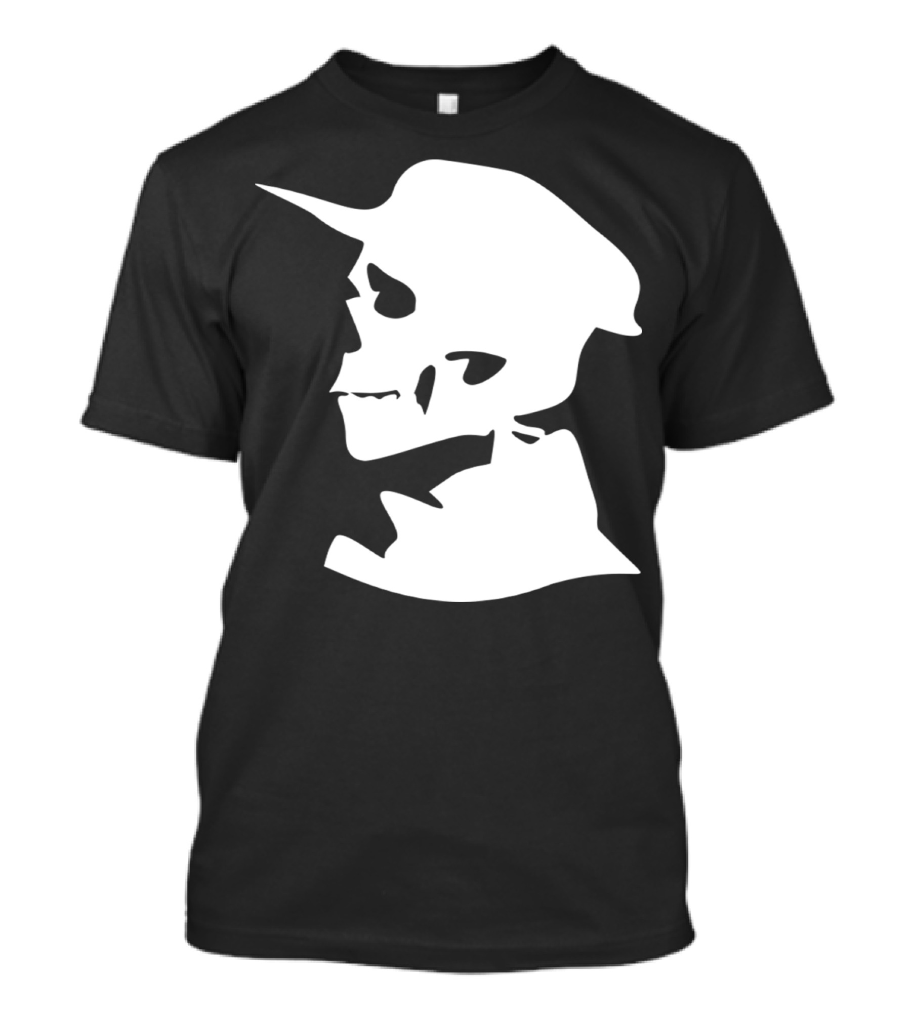 Skull Skeleton With Hat Cap Silhouette Profile T-Shirt