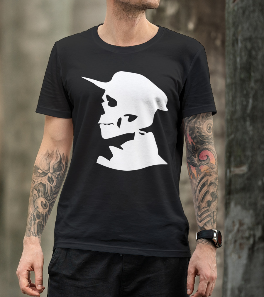 Skull Skeleton With Hat Cap Silhouette Profile T-Shirt