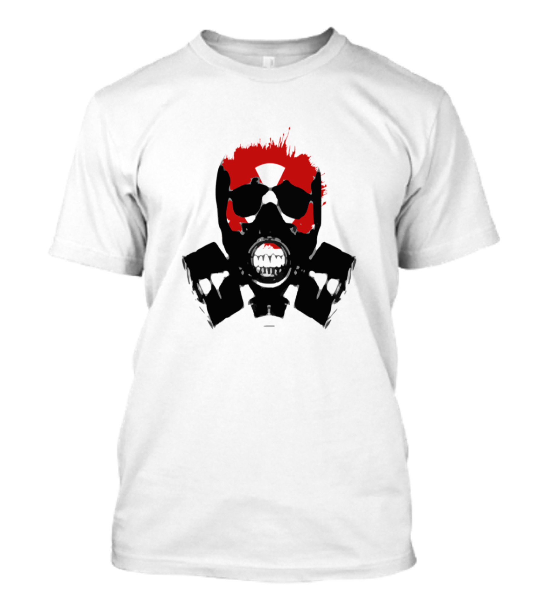 Skeleton Mask Gas Mask Red Flames T-Shirt