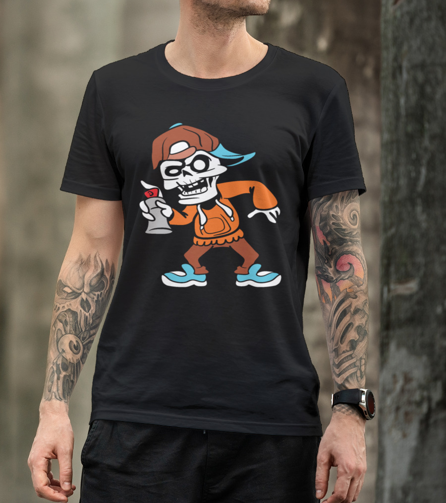 Halloween Skull Skeleton Monster Zombie Horror Spray Can Cool T-Shirt