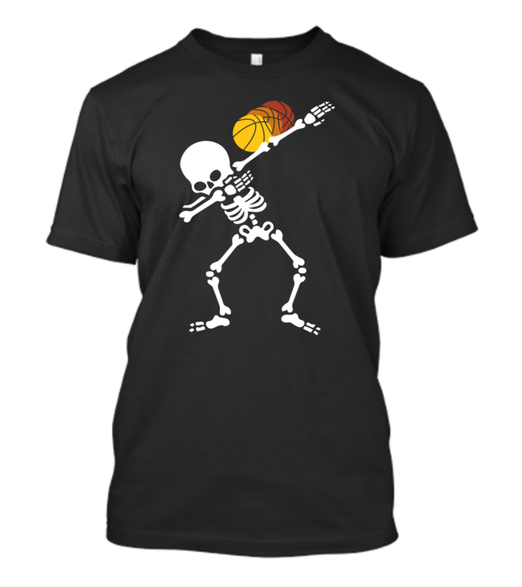 Skeleton Costume Lover Dabbing With Basketball In Hand T-Shirt