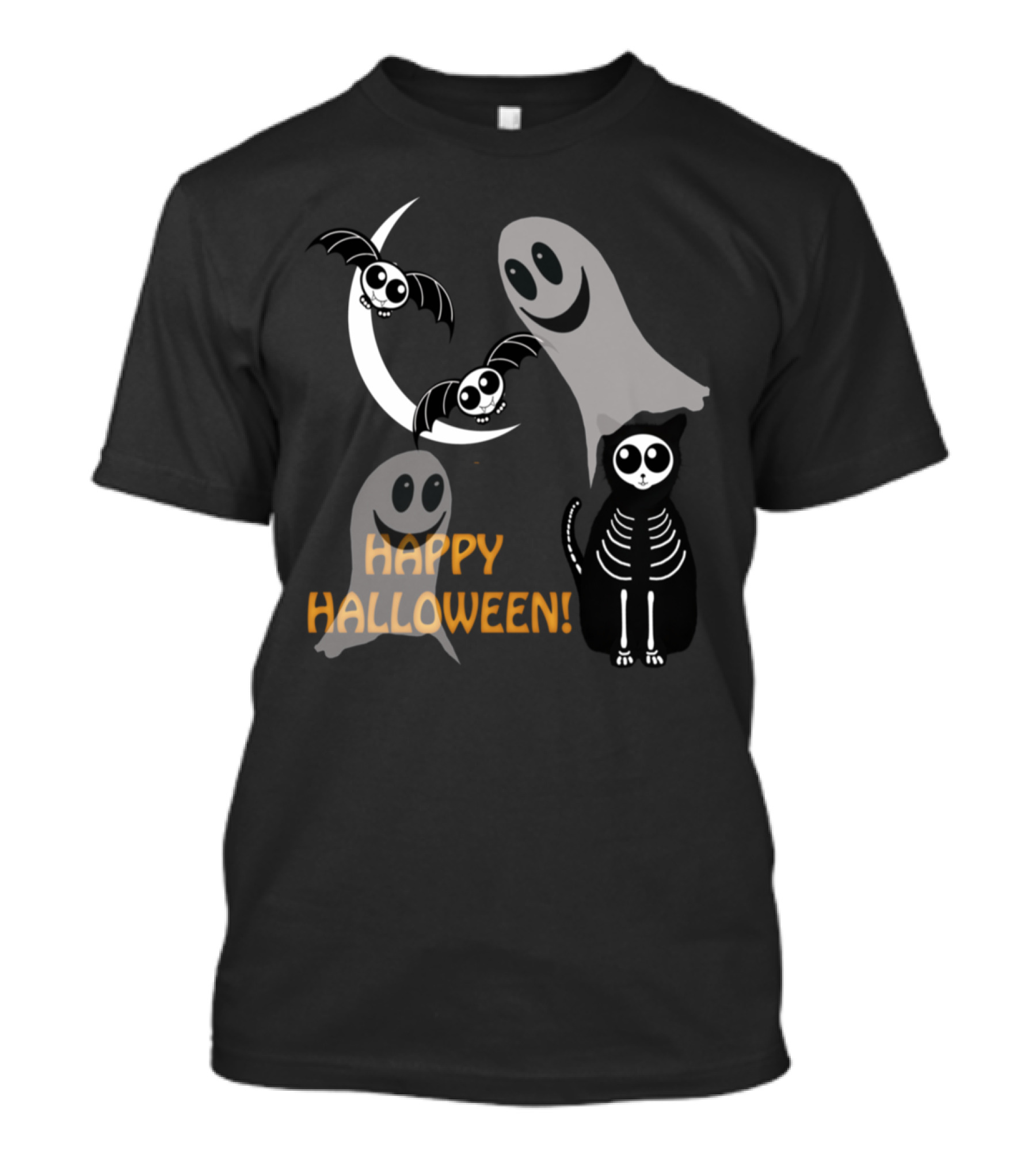 Happy Halloween Skeleton Animal Gang With Ghosts And Bats T-Shirt
