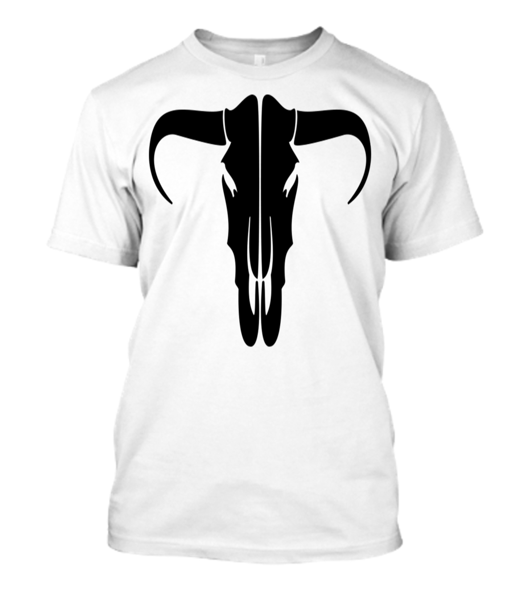 Bull Skull Horns Skeleton Black T-Shirt