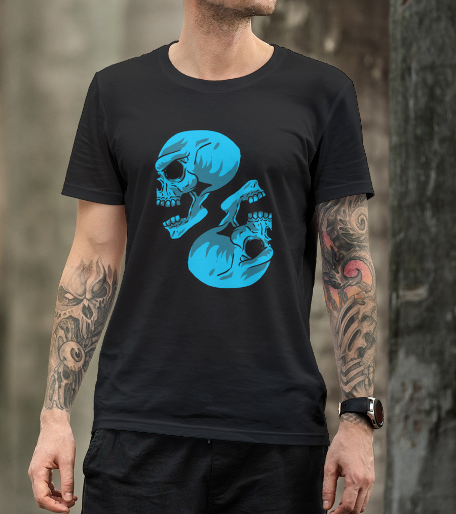 Two Heads Skull Human Skeleton Bony Mask Bone T-Shirt