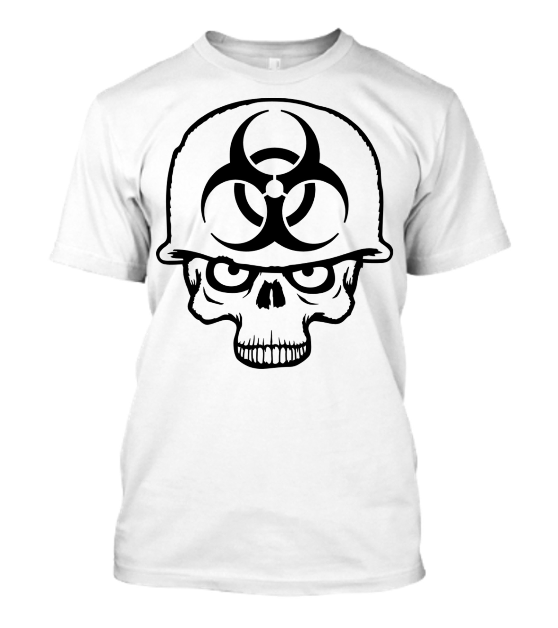 Army Helmet Biohazard Zombie Skeleton Warrior T-Shirt