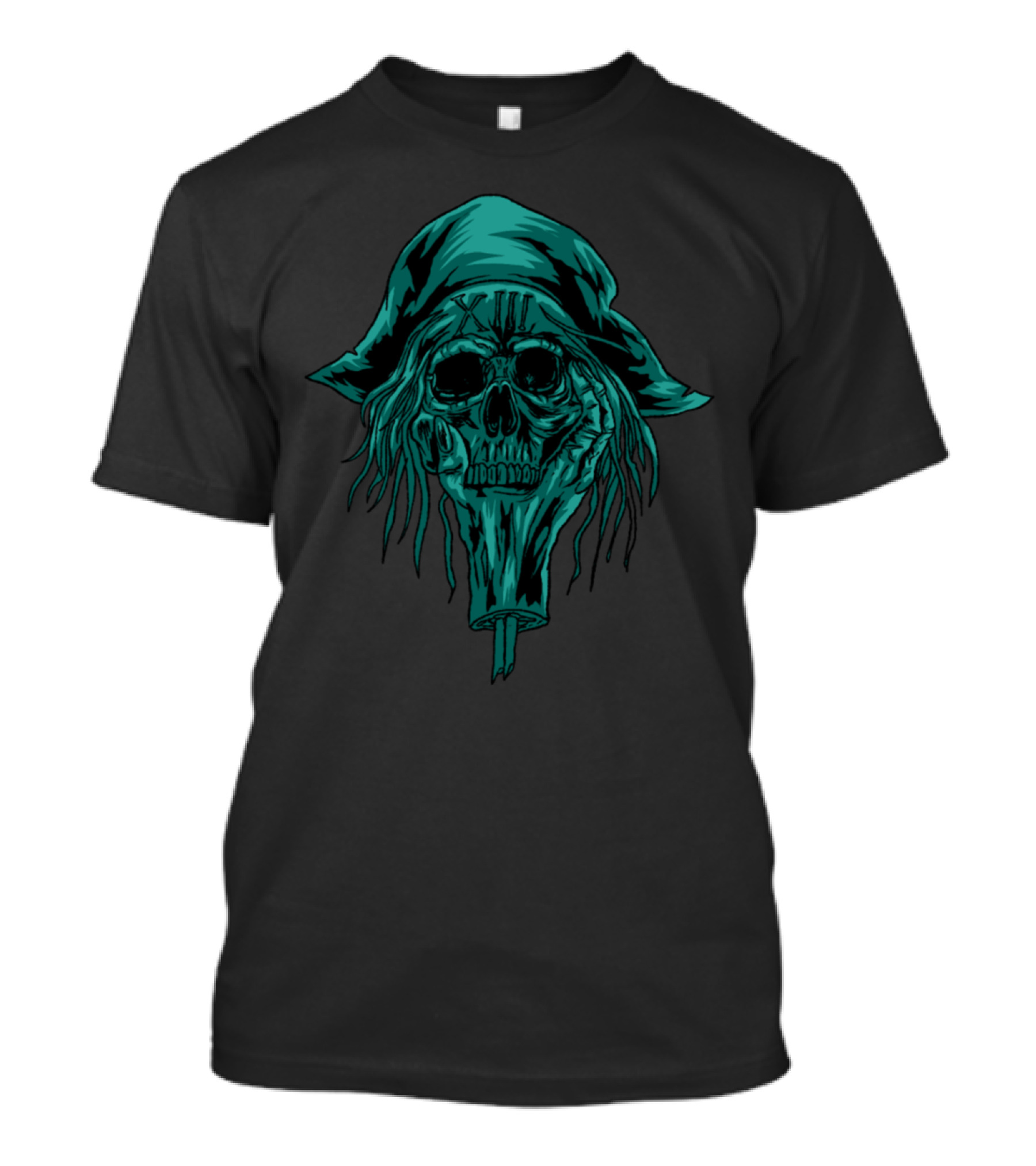 Pirate Skull Head With XIII Roman Numeral Hat And Skeleton Face T-Shirt