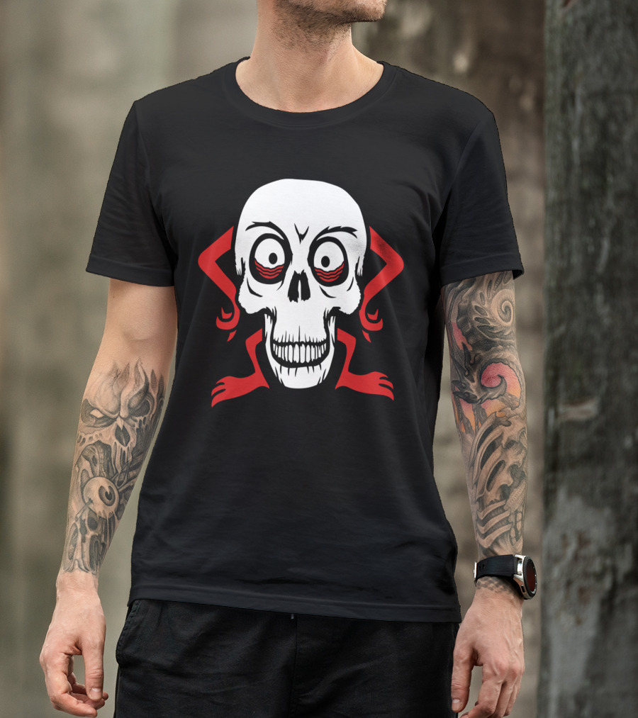 Skeleton Skull Face Horror Cartoon T-Shirt