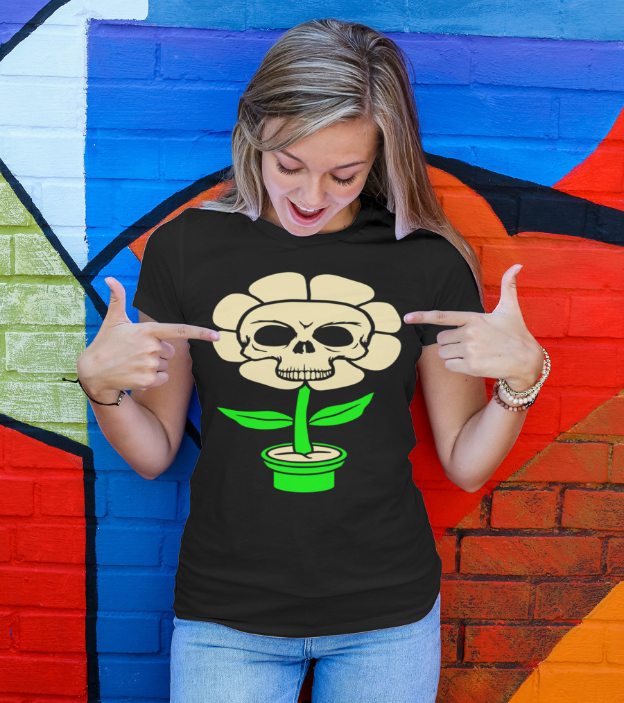 Skull Skeleton Flowerpot Dead Death T-Shirt