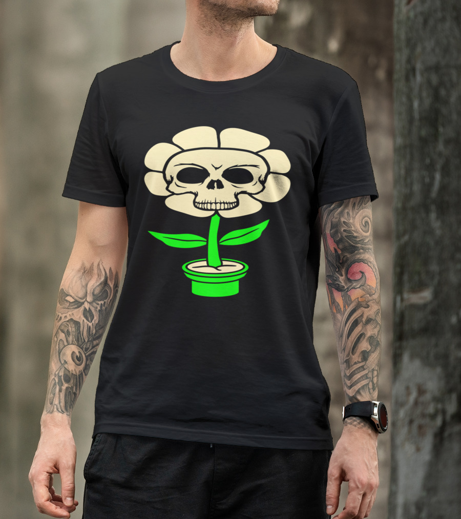 Skull Skeleton Flowerpot Dead Death T-Shirt