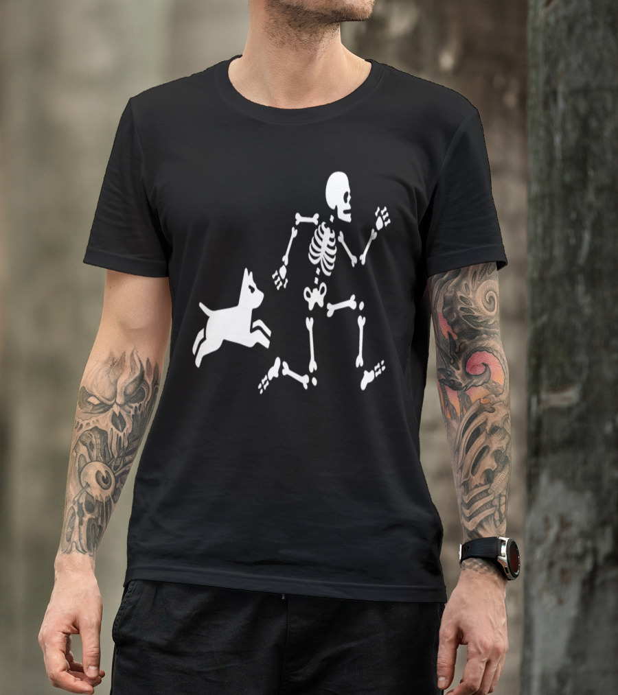 Dog Mom Dog Trainer Running Skeleton With Dog Bones T-Shirt