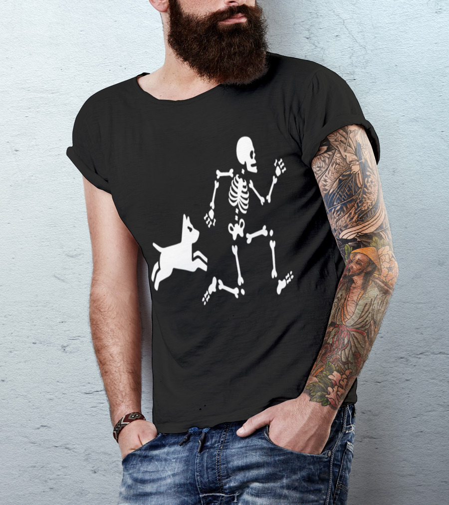 Dog Mom Dog Trainer Running Skeleton With Dog Bones T-Shirt