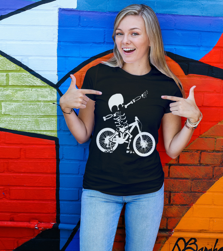 New Dabbing Skeleton On Mountain Bike T-Shirt