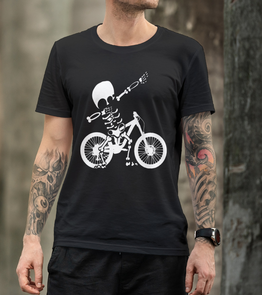 New Dabbing Skeleton On Mountain Bike T-Shirt