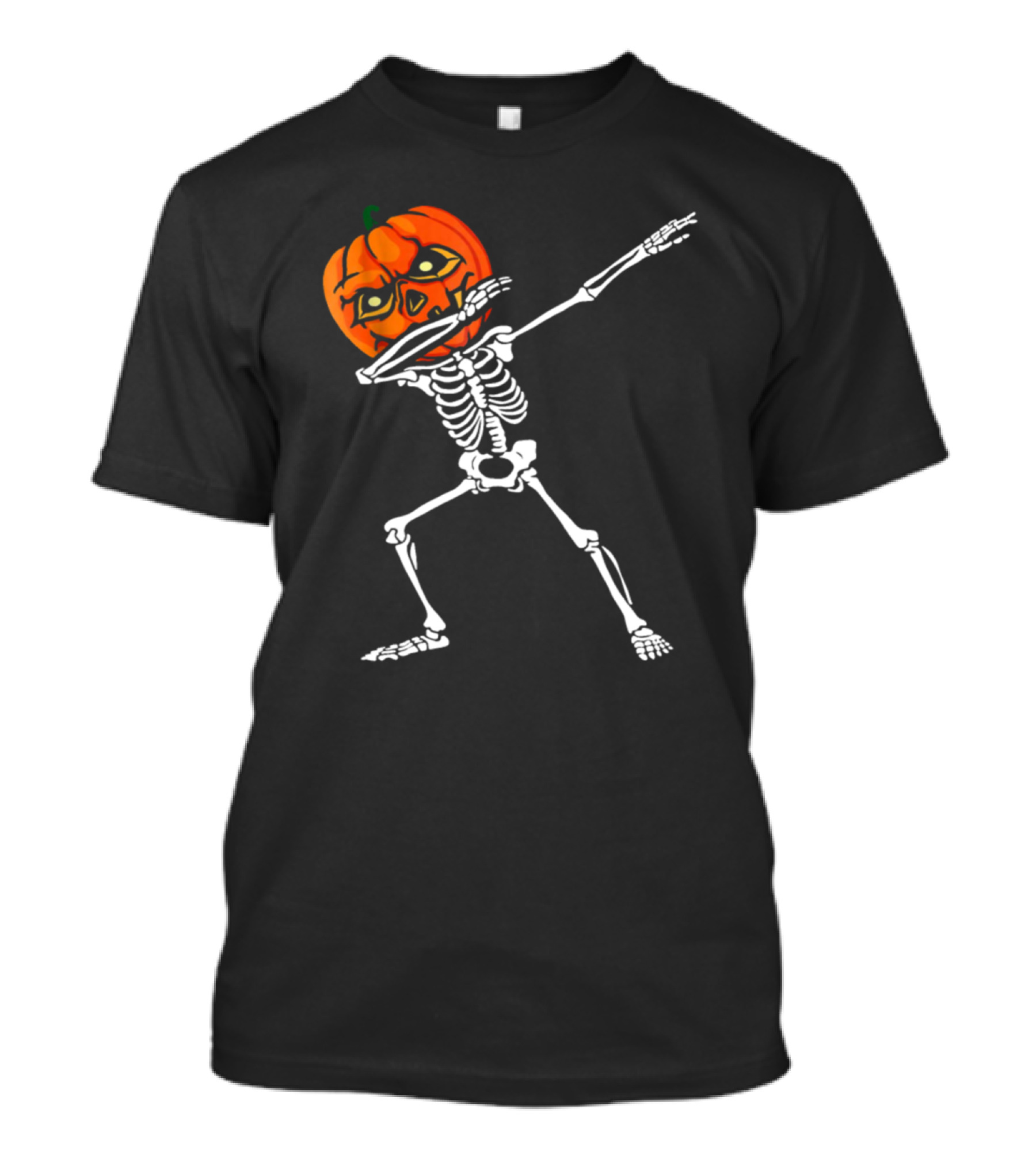 Spooky Halloween Pumpkin Head Skeleton Dabbing T-Shirt
