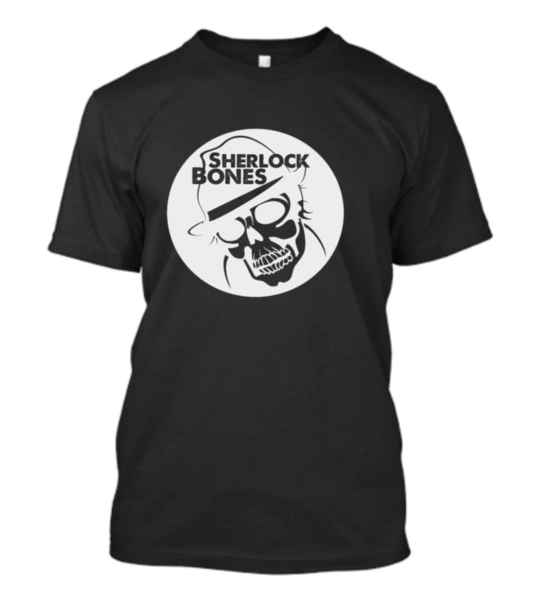 Sherlock Bones Detective Skull In Hat T-Shirt