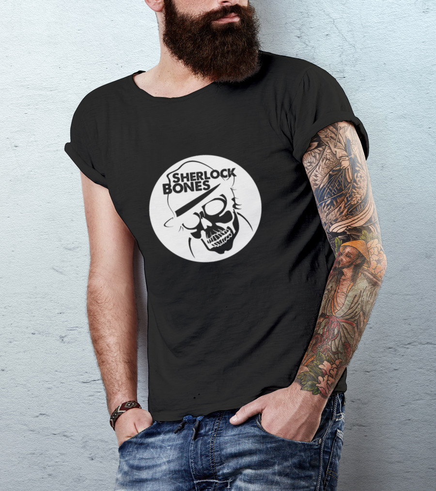Sherlock Bones Detective Skull In Hat T-Shirt