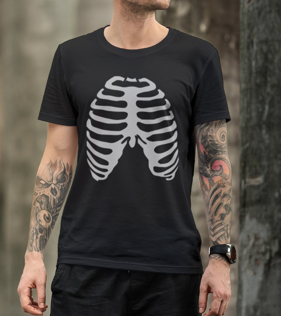 Grey Skeleton Ribcage T-Shirt