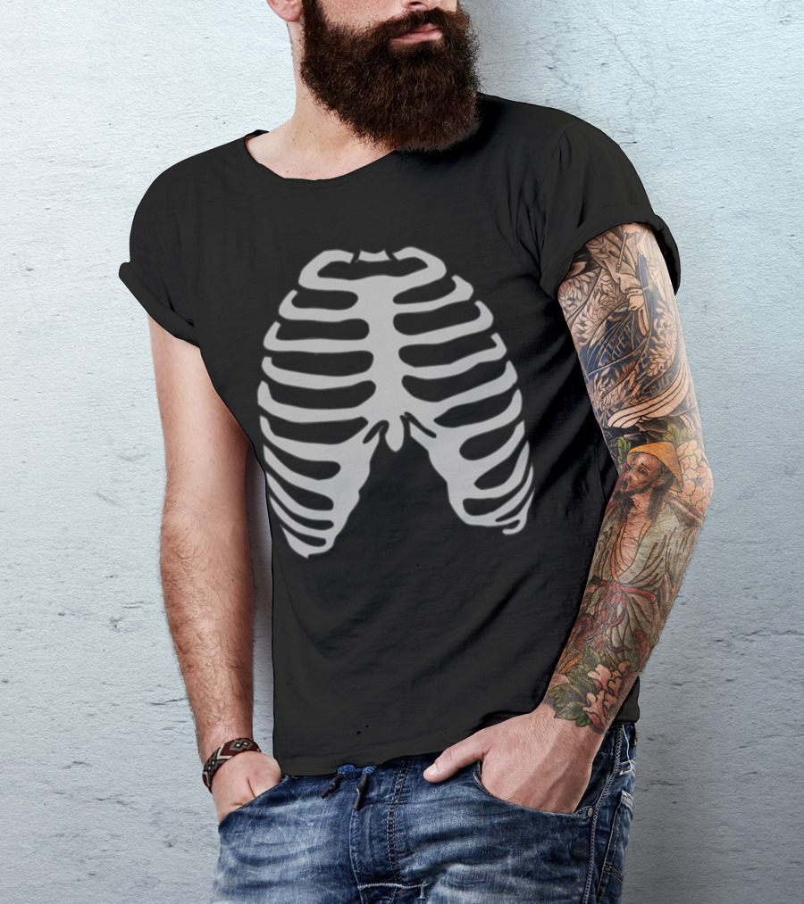Grey Skeleton Ribcage T-Shirt
