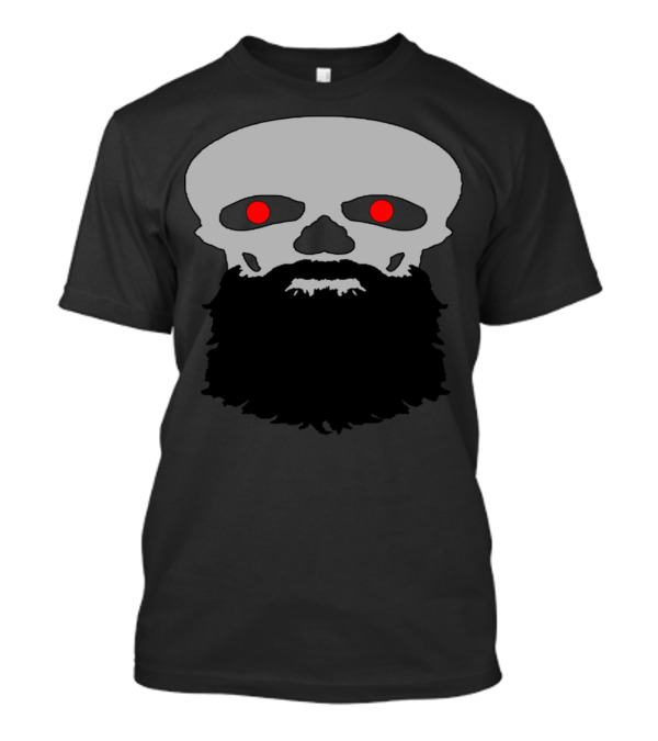 Beard Skull Red Eyes Dark Skeleton Face T-Shirt