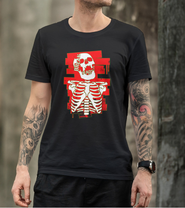 Break Heads Skeleton Skull Red Ribcage T-Shirt
