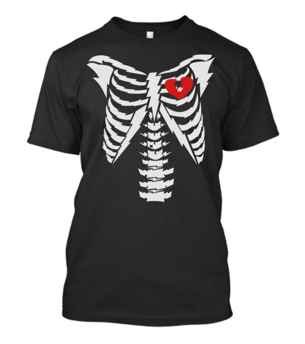 Skelectric Lightning Ribcage With Broken Heart T-Shirt