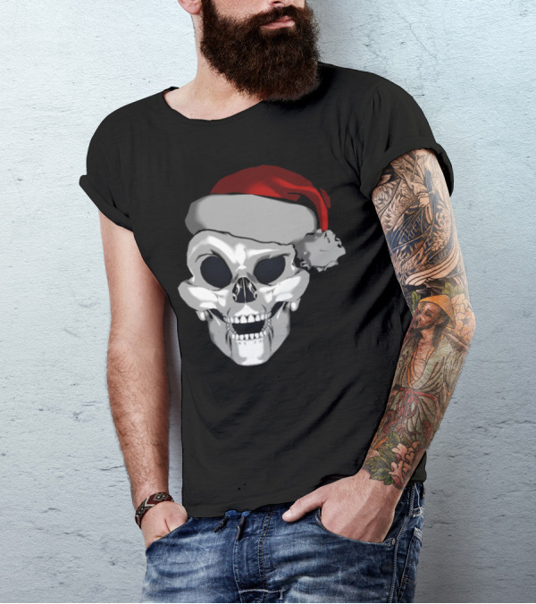 Crazy Santa Skull Holiday T-Shirt
