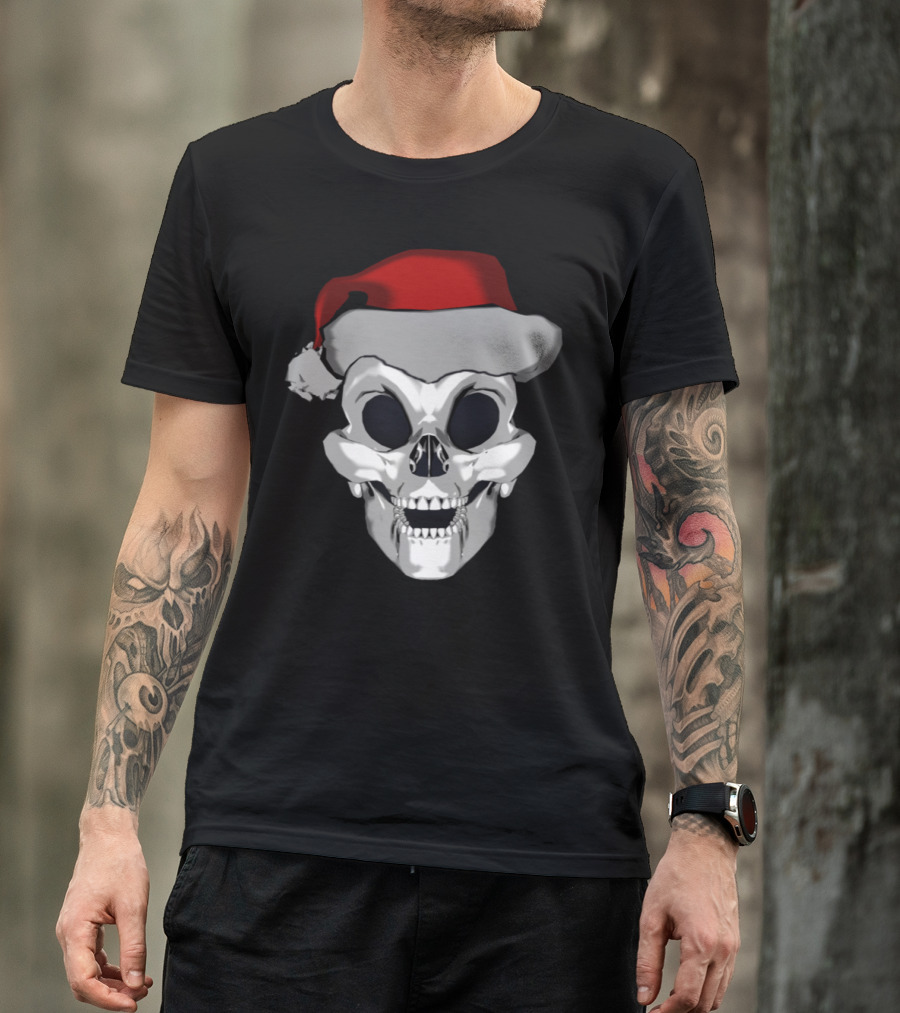 Happy Santa Skull Christmas Hat T-Shirt