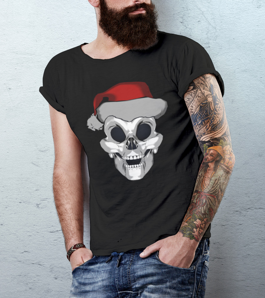 Happy Santa Skull Christmas Hat T-Shirt
